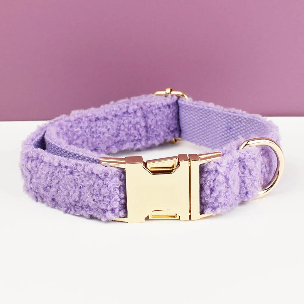 Lavender PlushPooch Collar + Bow + Leash Set