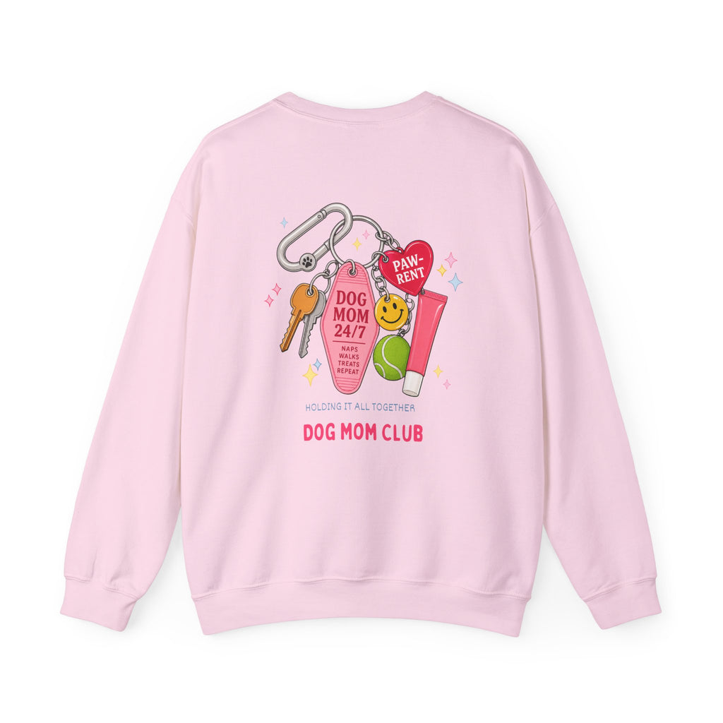 Dog Mom Club Crewneck Sweatshirt — 'Dog Mom 24/7' Keychain Graphic