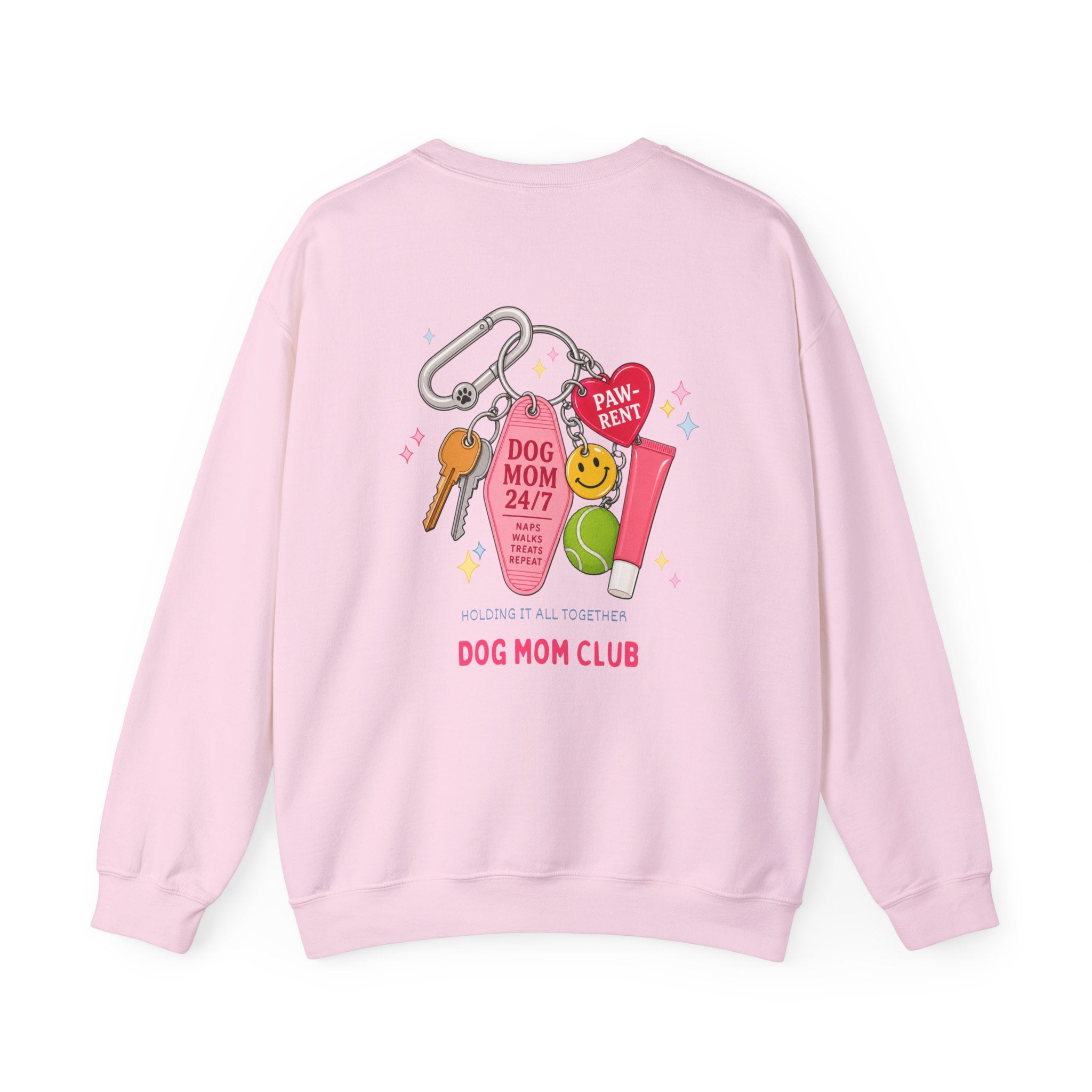 Dog Mom Club Crewneck Sweatshirt — 'Dog Mom 24/7' Keychain Graphic