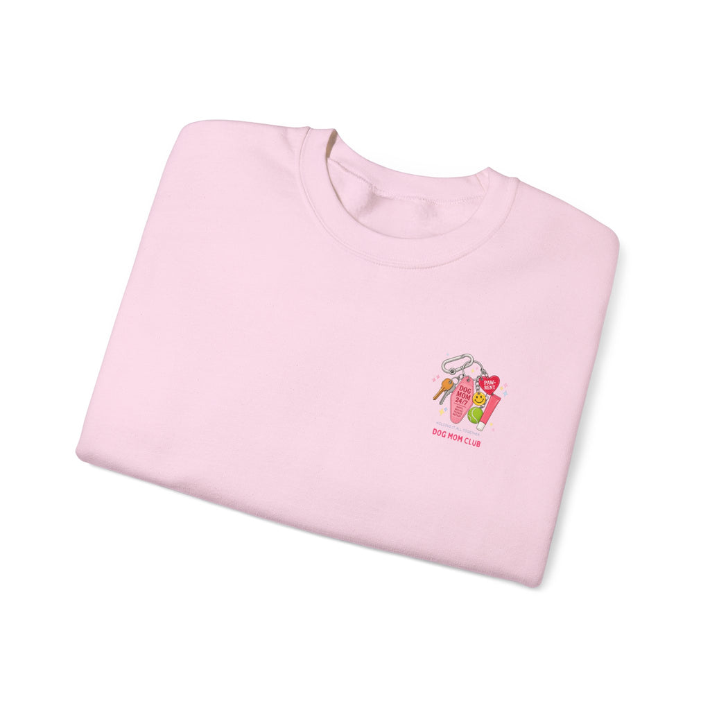 Dog Mom Club Crewneck Sweatshirt — 'Dog Mom 24/7' Keychain Graphic