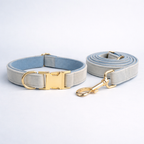 Sky Velvet Collar & Leash