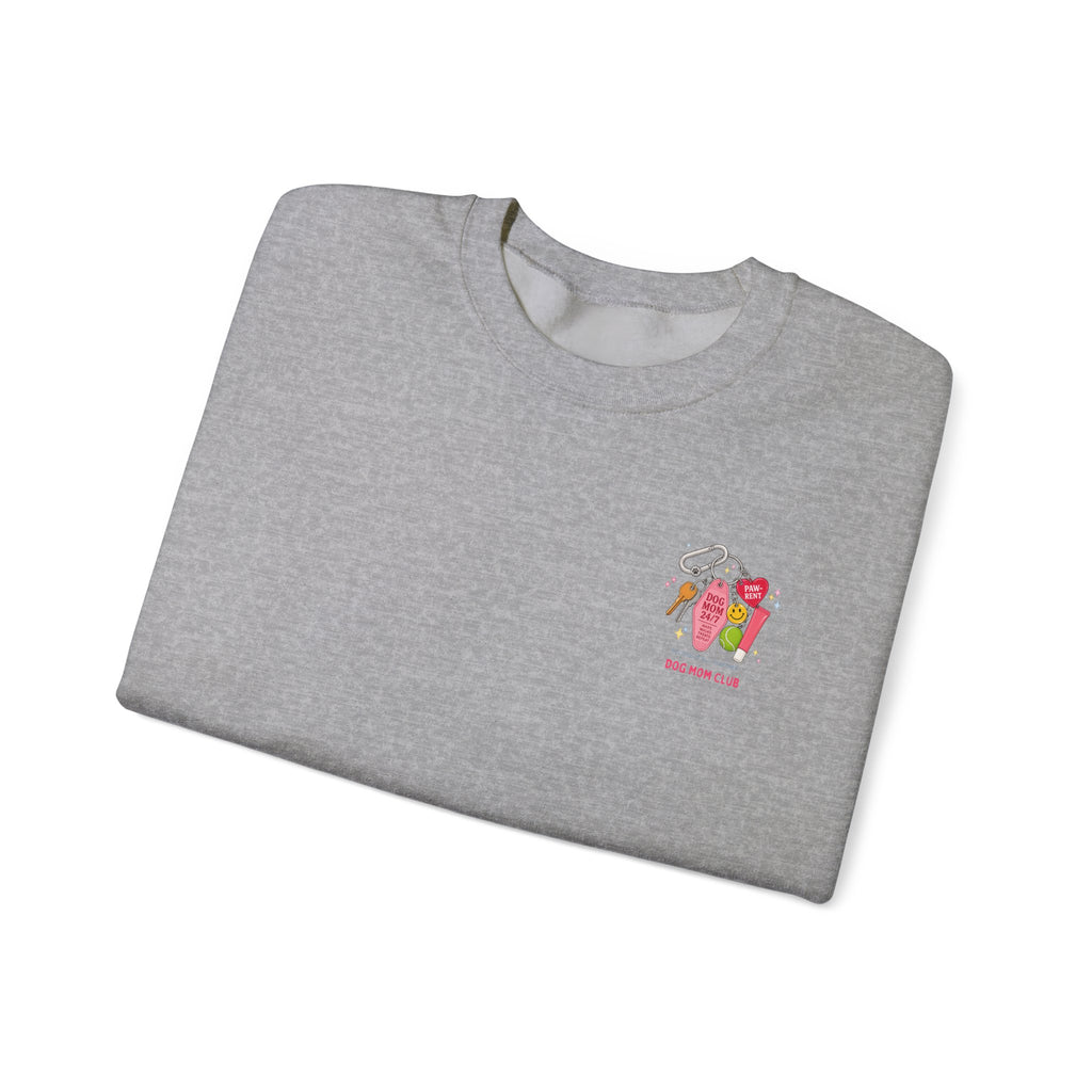 Dog Mom Club Crewneck Sweatshirt — 'Dog Mom 24/7' Keychain Graphic