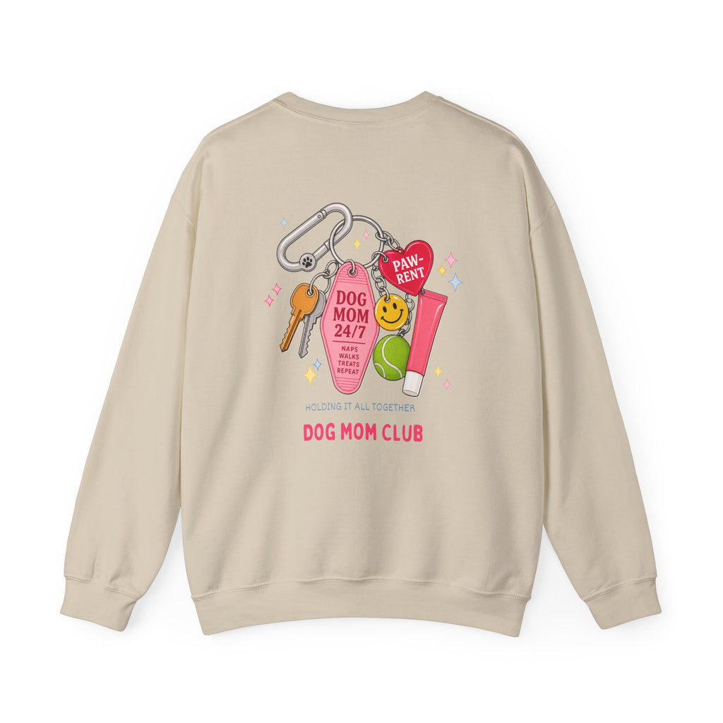 Dog Mom Club Crewneck Sweatshirt — 'Dog Mom 24/7' Keychain Graphic