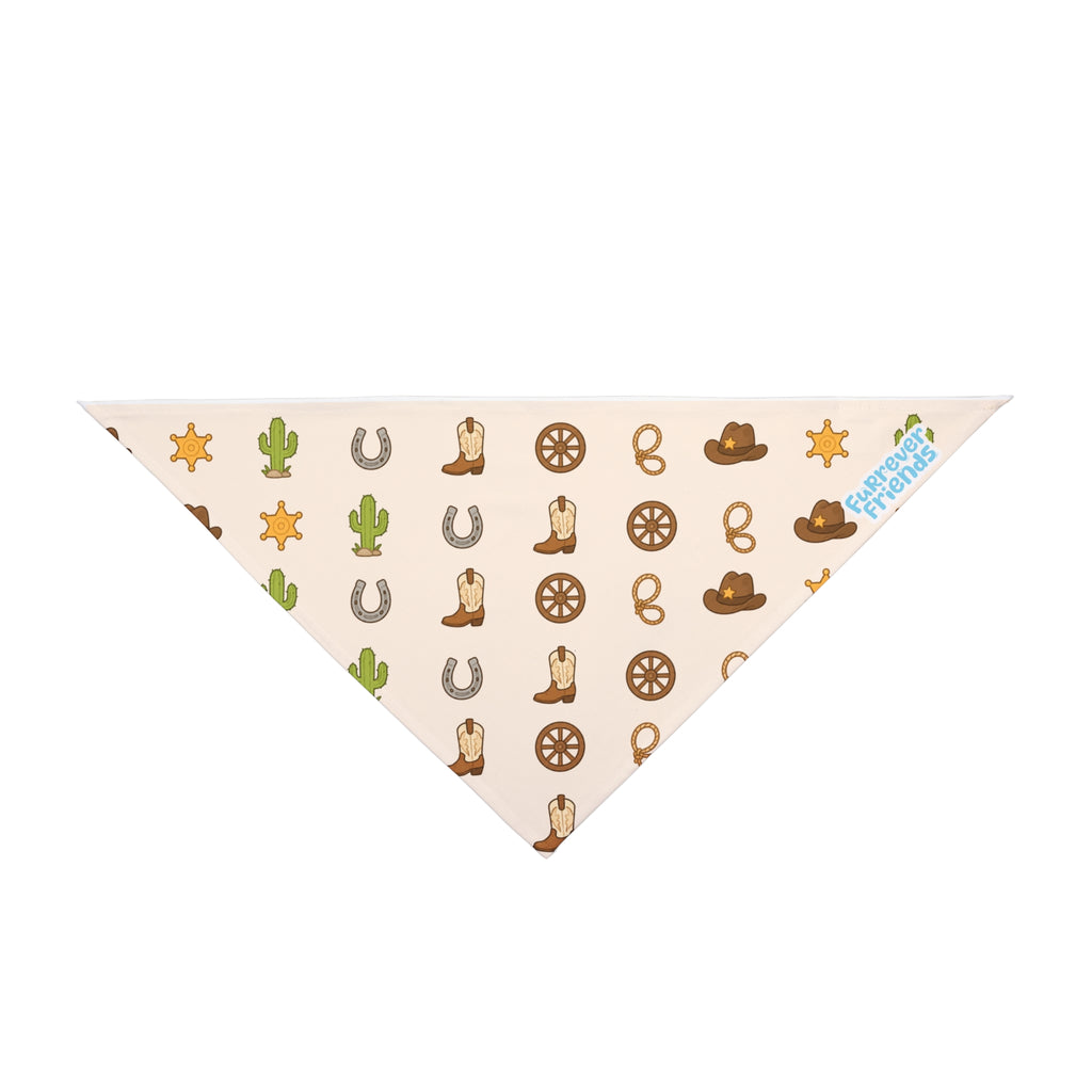 Western Cowboy Pet Bandana – Cactus, Boots & Horseshoe Dog Bandana