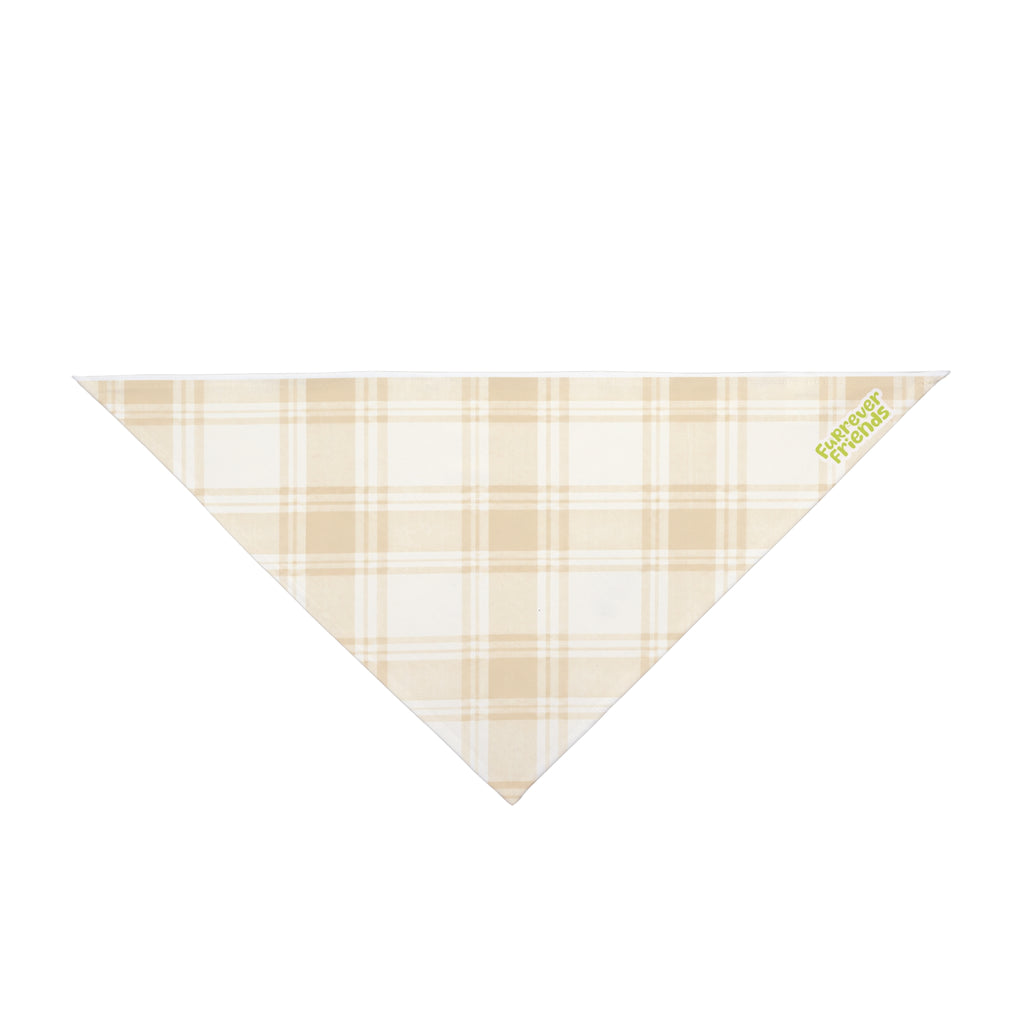 Beige Plaid Pet Bandana — Neutral Plaid Dog & Cat Scarf