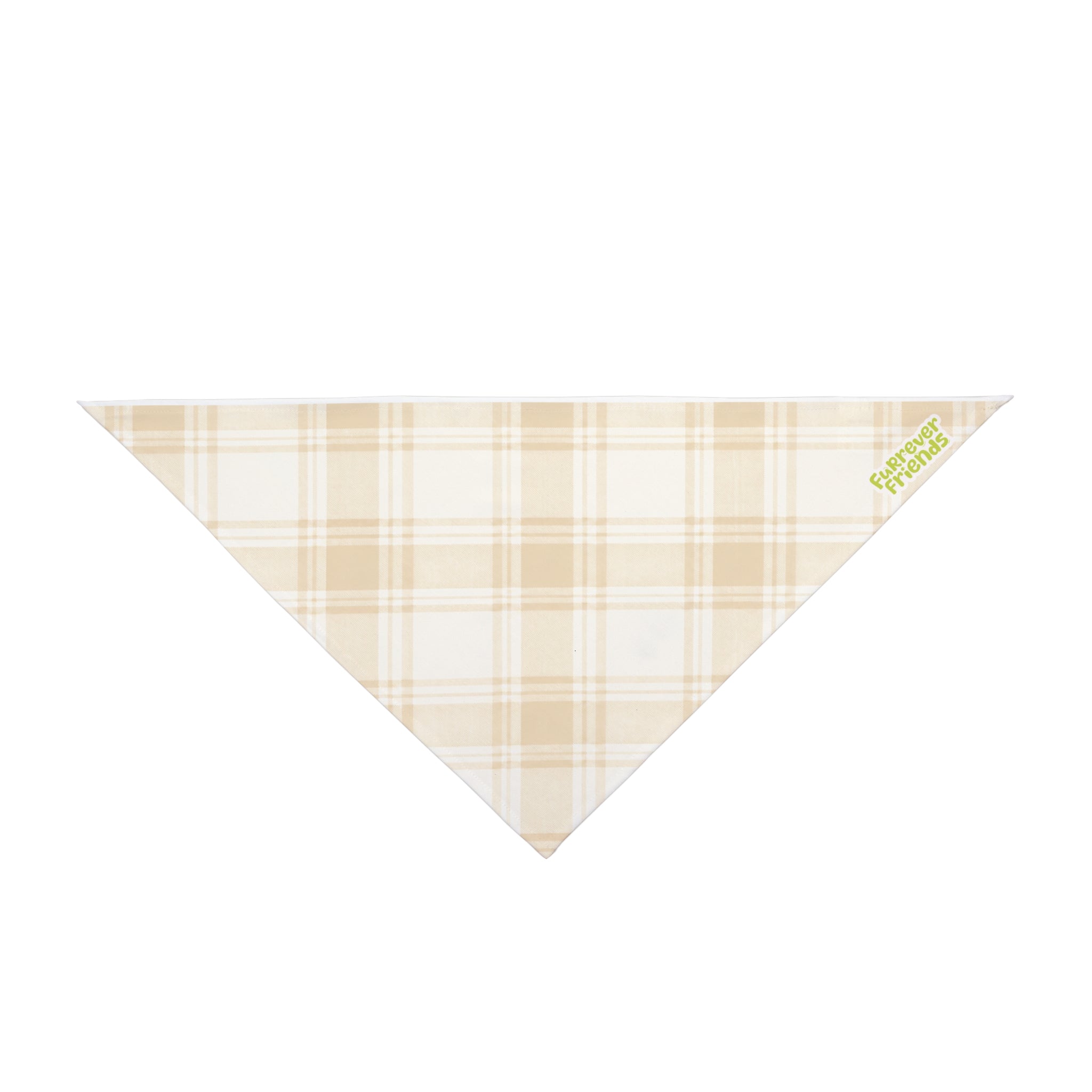 Beige Plaid Pet Bandana — Neutral Plaid Dog & Cat Scarf