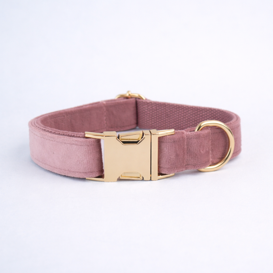 Mauve Velvet Collar & Leash