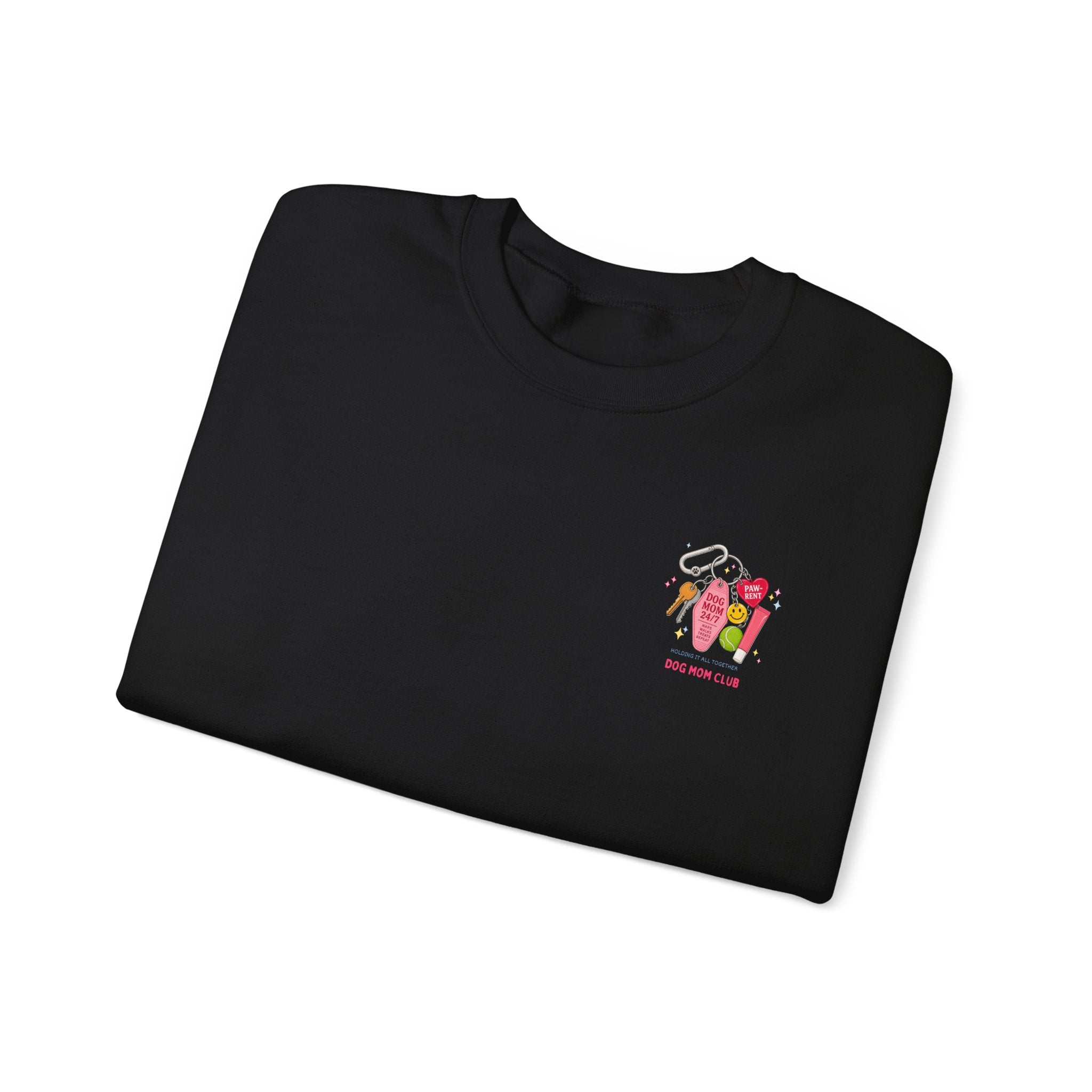 Dog Mom Club Crewneck Sweatshirt — 'Dog Mom 24/7' Keychain Graphic