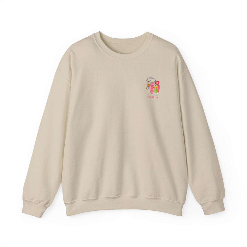 Dog Mom Club Crewneck Sweatshirt — 'Dog Mom 24/7' Keychain Graphic