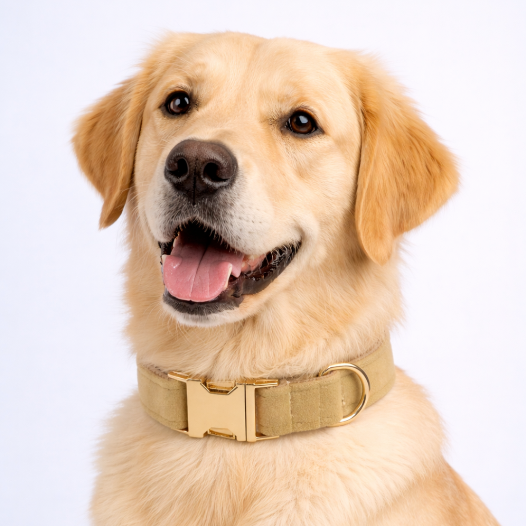 Nude Velvet Collar & Leash