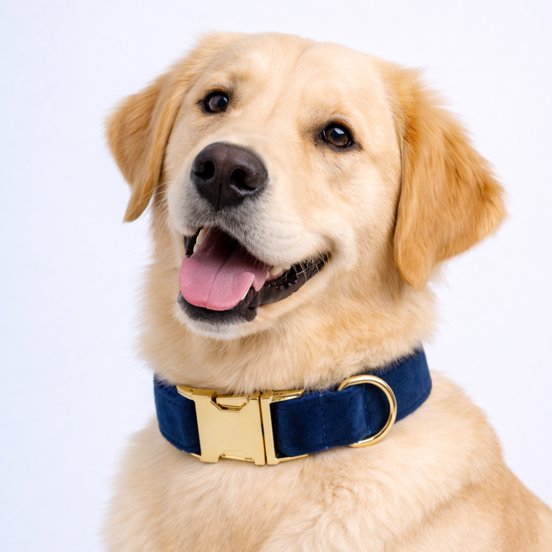 Azure Velvet Collar & Leash