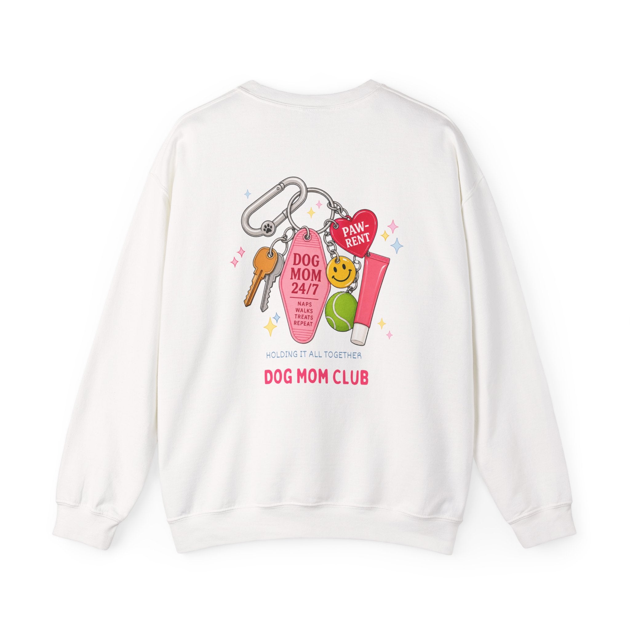 Dog Mom Club Crewneck Sweatshirt — 'Dog Mom 24/7' Keychain Graphic