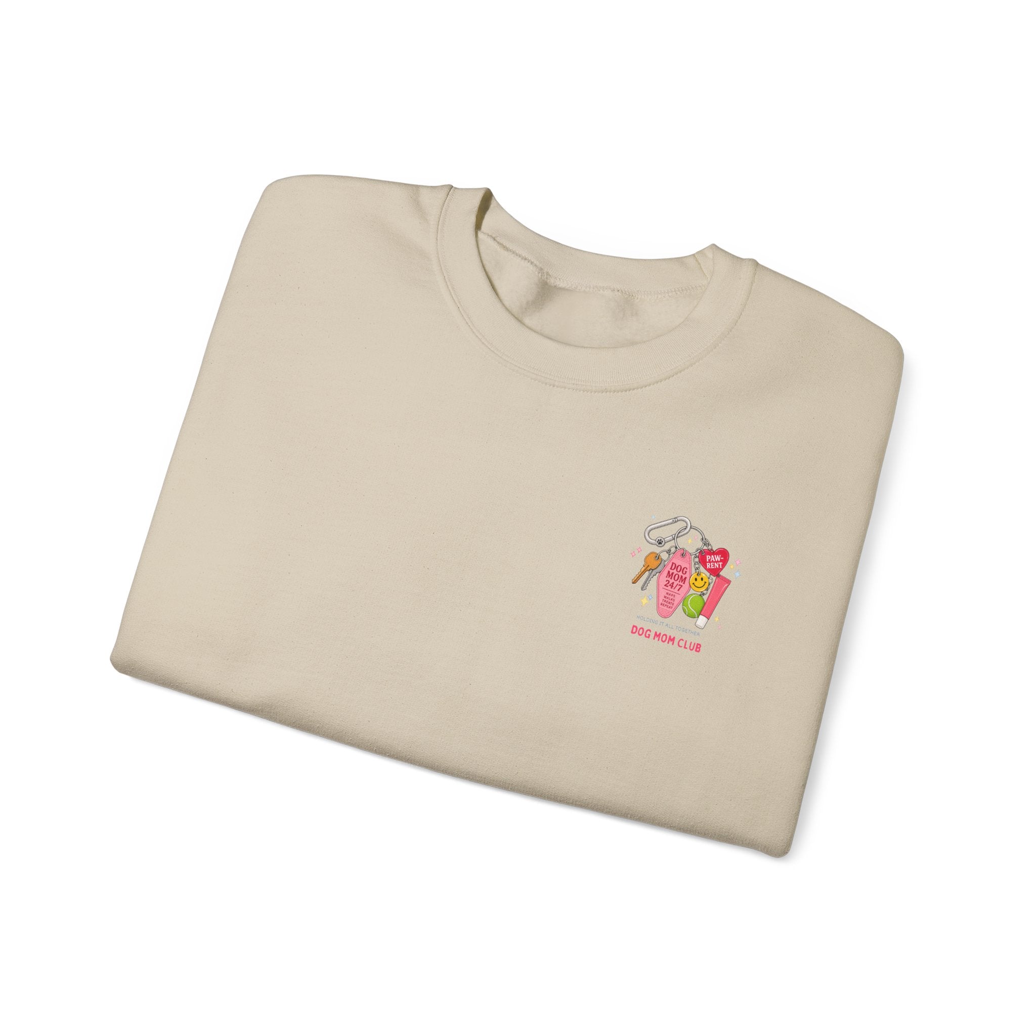 Dog Mom Club Crewneck Sweatshirt — 'Dog Mom 24/7' Keychain Graphic