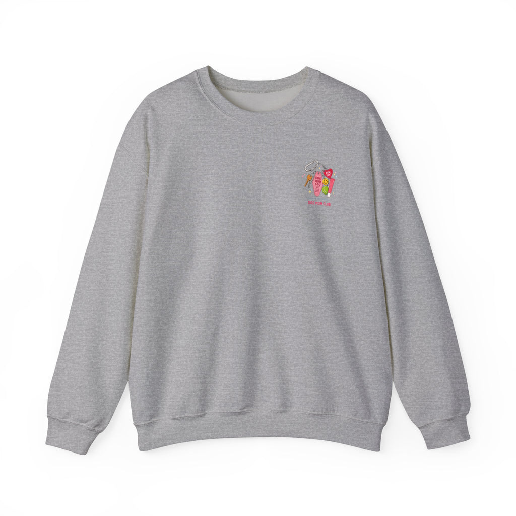 Dog Mom Club Crewneck Sweatshirt — 'Dog Mom 24/7' Keychain Graphic