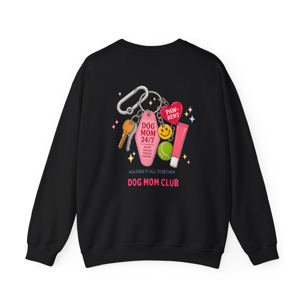 Dog Mom Club Crewneck Sweatshirt — 'Dog Mom 24/7' Keychain Graphic