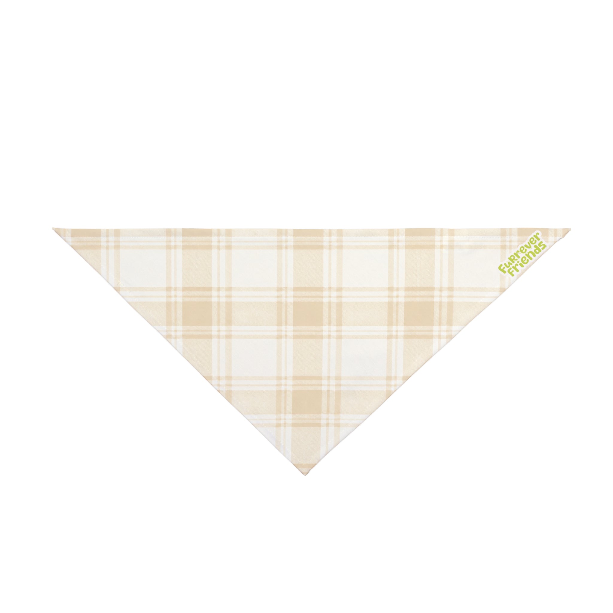 Beige Plaid Pet Bandana — Neutral Plaid Dog & Cat Scarf