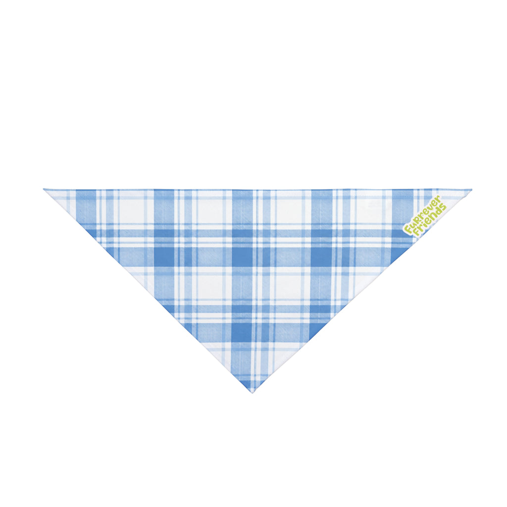 Blue Plaid Pet Bandana — Classic Check Dog & Cat Scarf