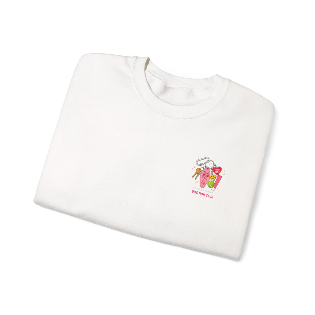 Dog Mom Club Crewneck Sweatshirt — 'Dog Mom 24/7' Keychain Graphic