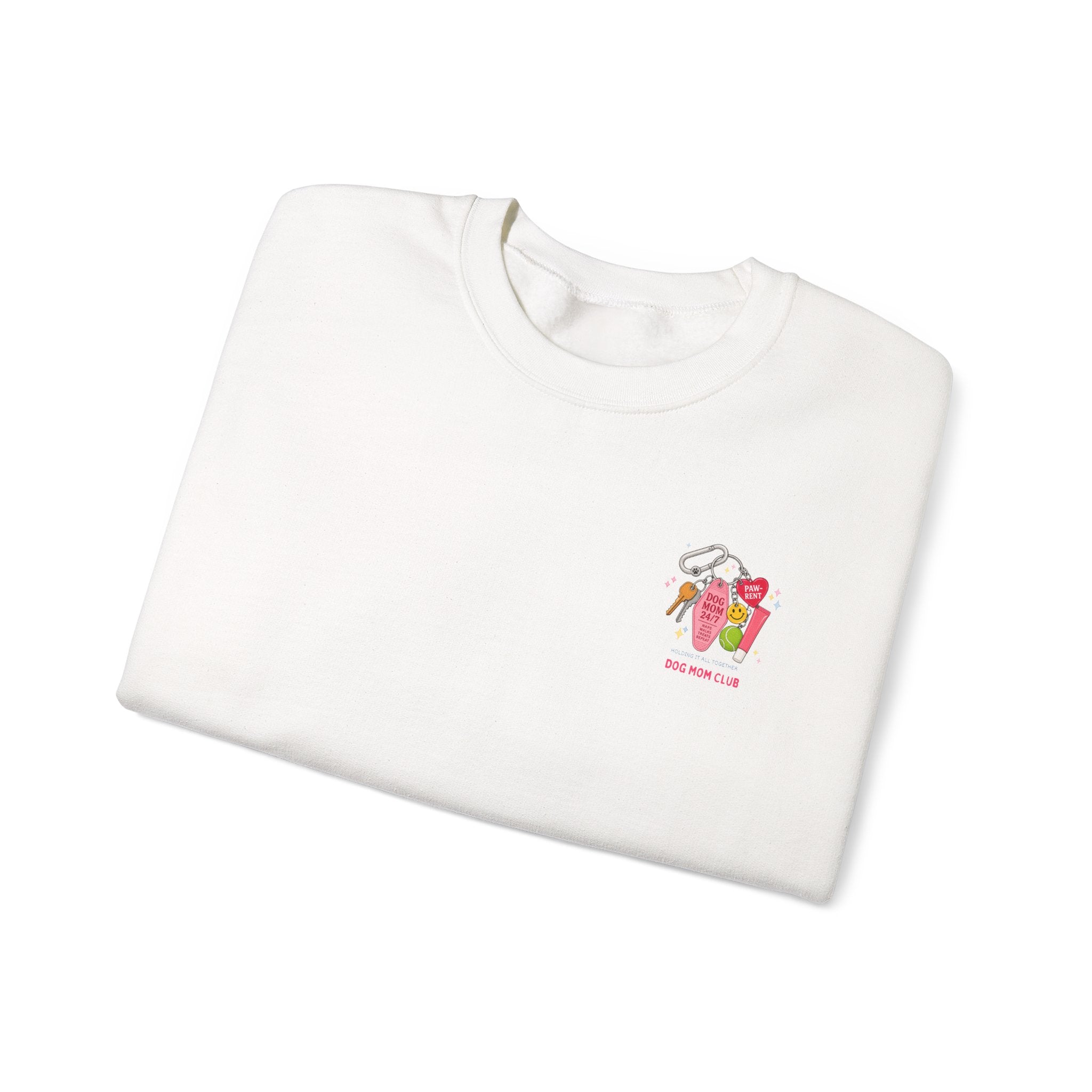 Dog Mom Club Crewneck Sweatshirt — 'Dog Mom 24/7' Keychain Graphic