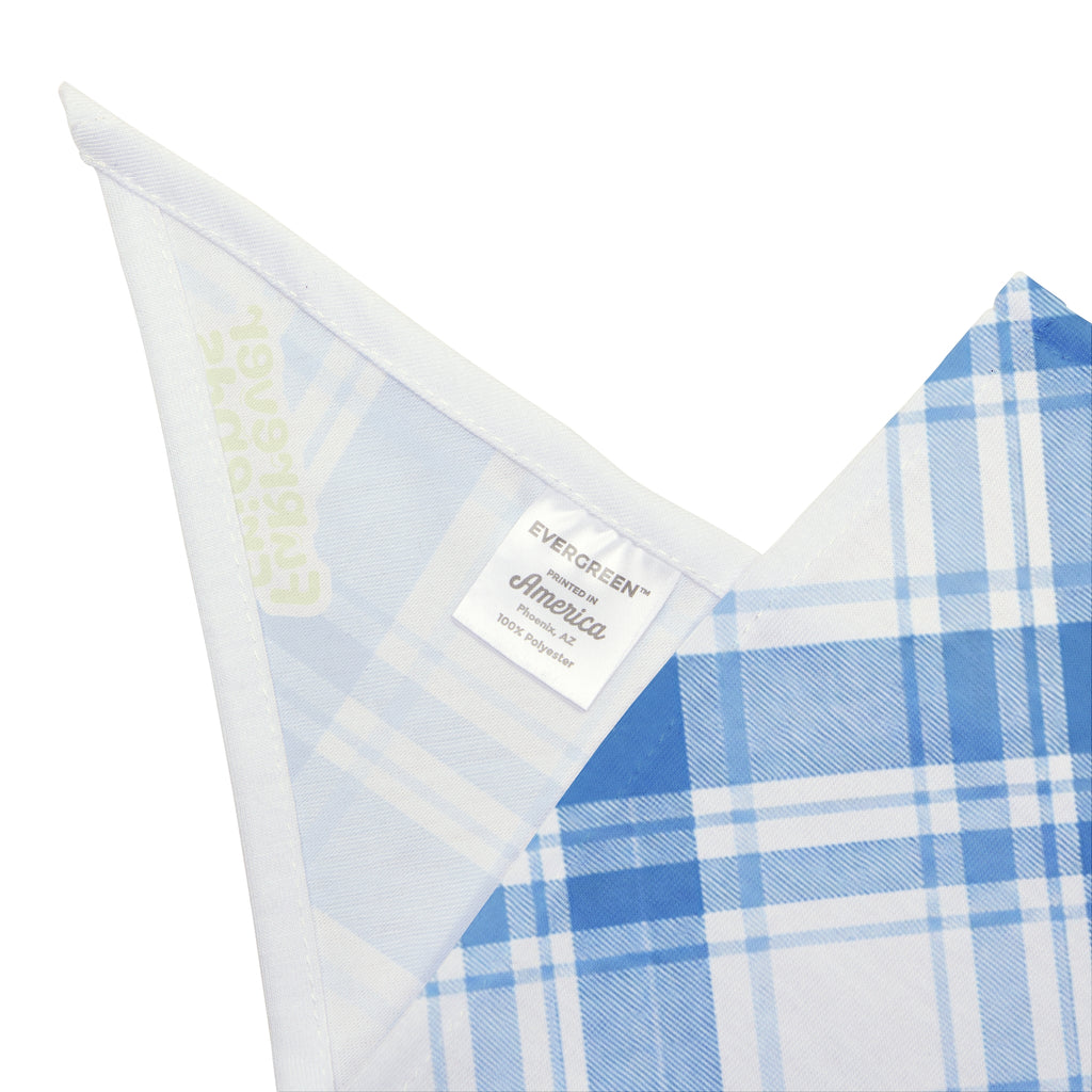 Blue Plaid Pet Bandana — Classic Check Dog & Cat Scarf