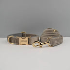 Grey Velvet Collar & Leash