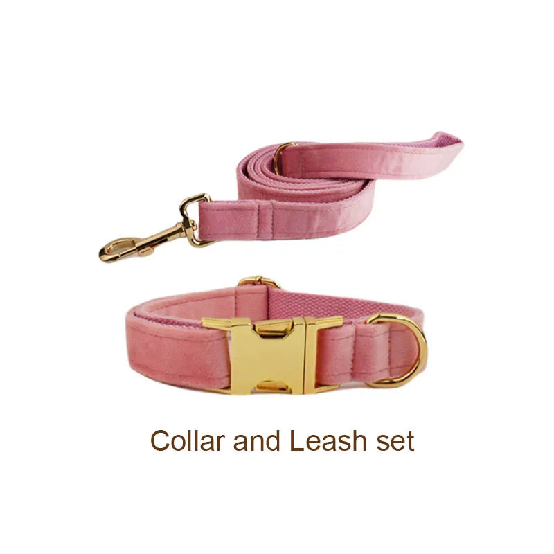 Blush Velvet Collar & Leash