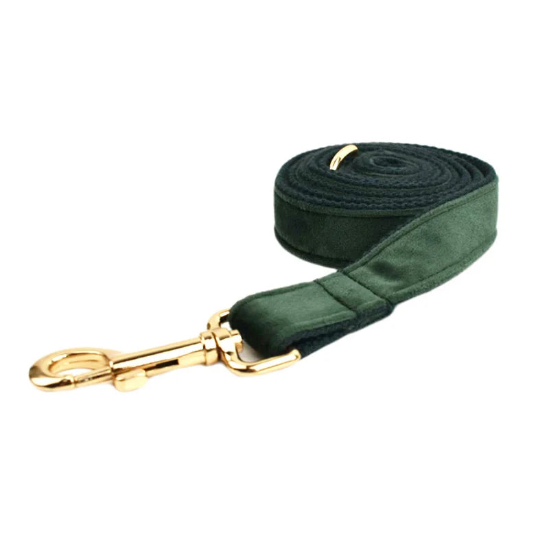 Hunter Green Velvet Collar & Leash