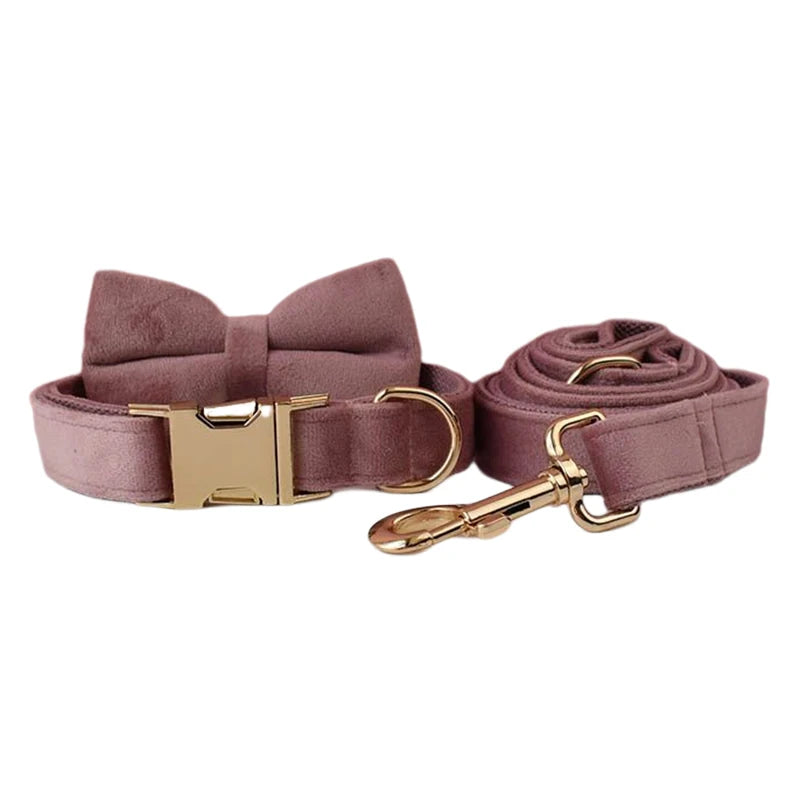 Mauve Velvet Collar & Leash