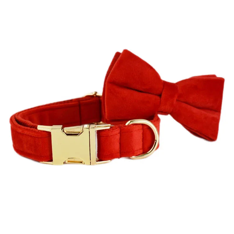 Ruby Red Velvet Collar & Leash