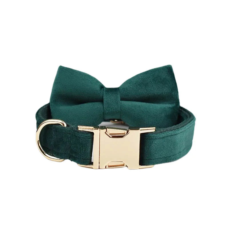 Green Velvet Collar & Leash