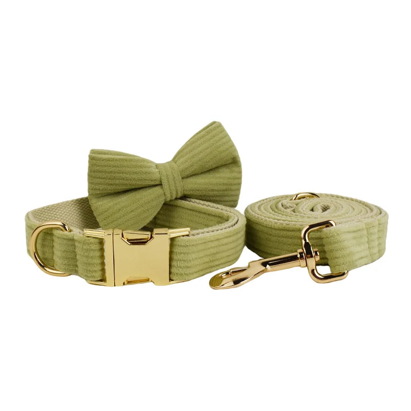 Fruit Green Corduroy Collar & Leash