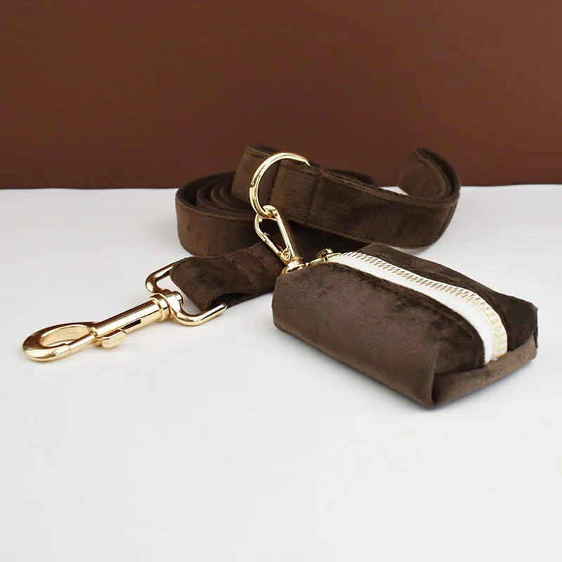Chocolate Velvet Collar & Leash