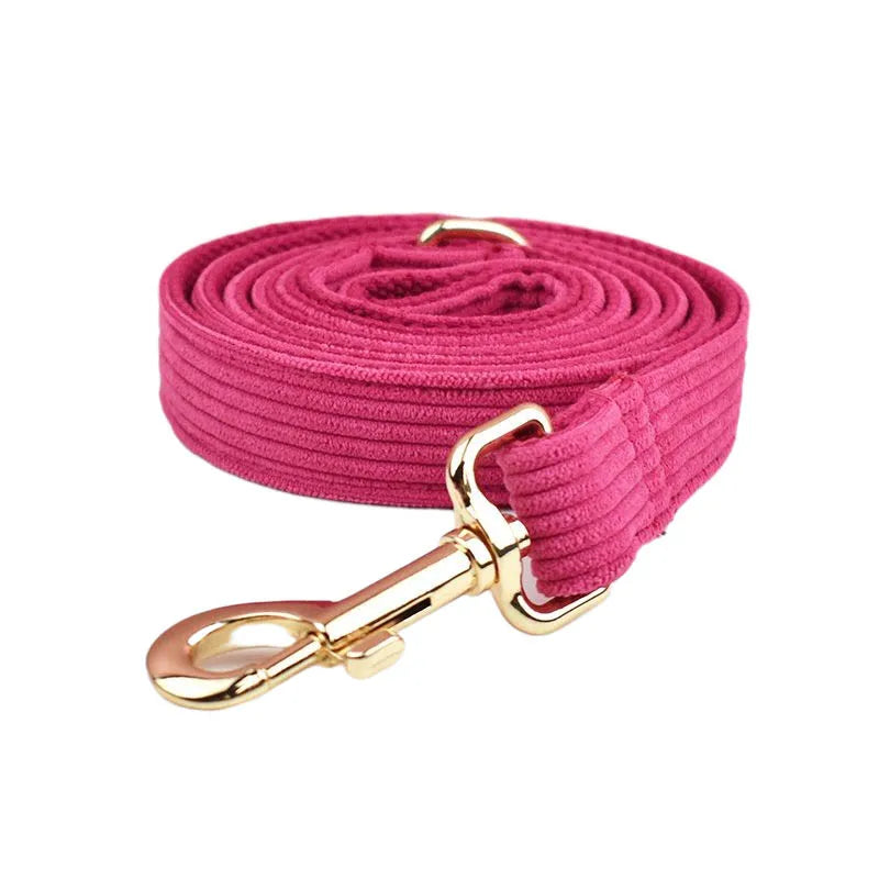 Hot Rose Corduroy Collar & Leash
