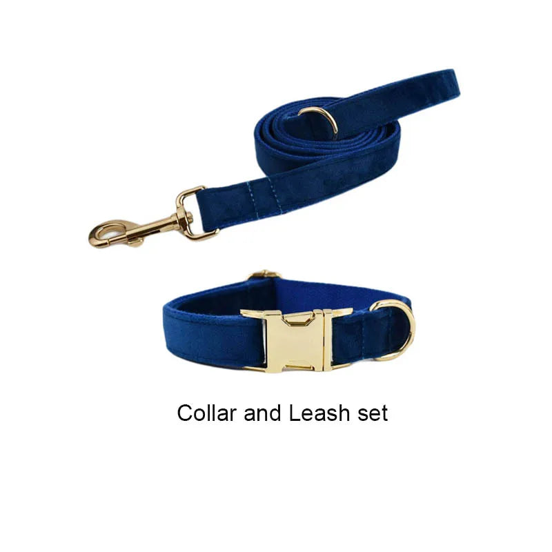 Azure Velvet Collar & Leash