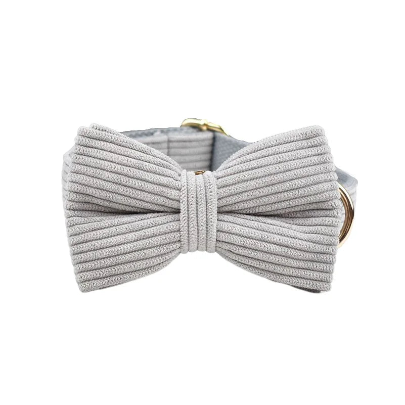 Light Grey Corduroy Collar & Leash