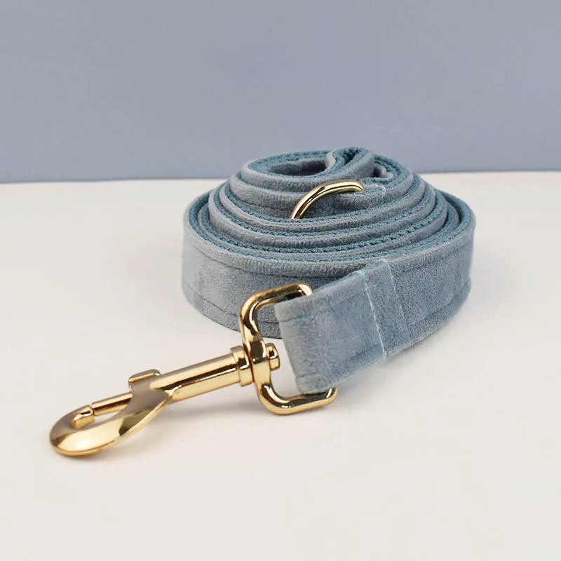 Nordic Blue Velvet Collar & Leash