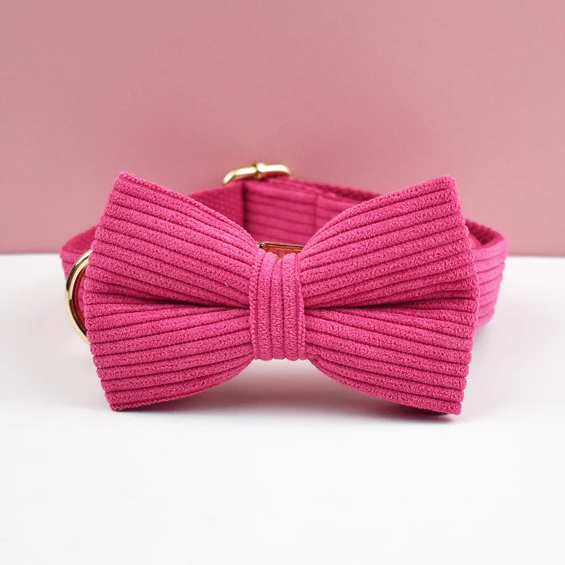 Hot Rose Corduroy Collar & Leash