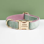 Mint Green with Red Base Velvet Collar & Leash