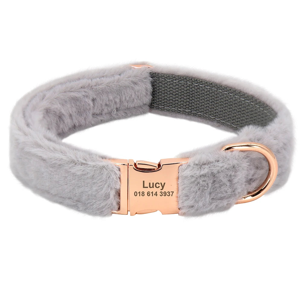 Gray Fur Dog Collar
