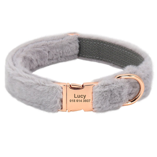 Gray Fur Dog Collar