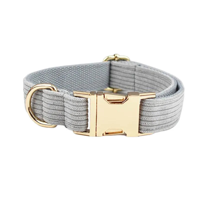 Light Grey Corduroy Collar & Leash