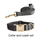Dark Grey Velvet Collar & Leash