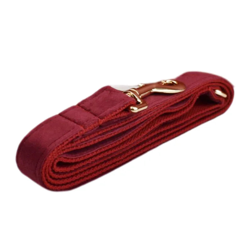 Red Wine Velvet Collar & Leash Set