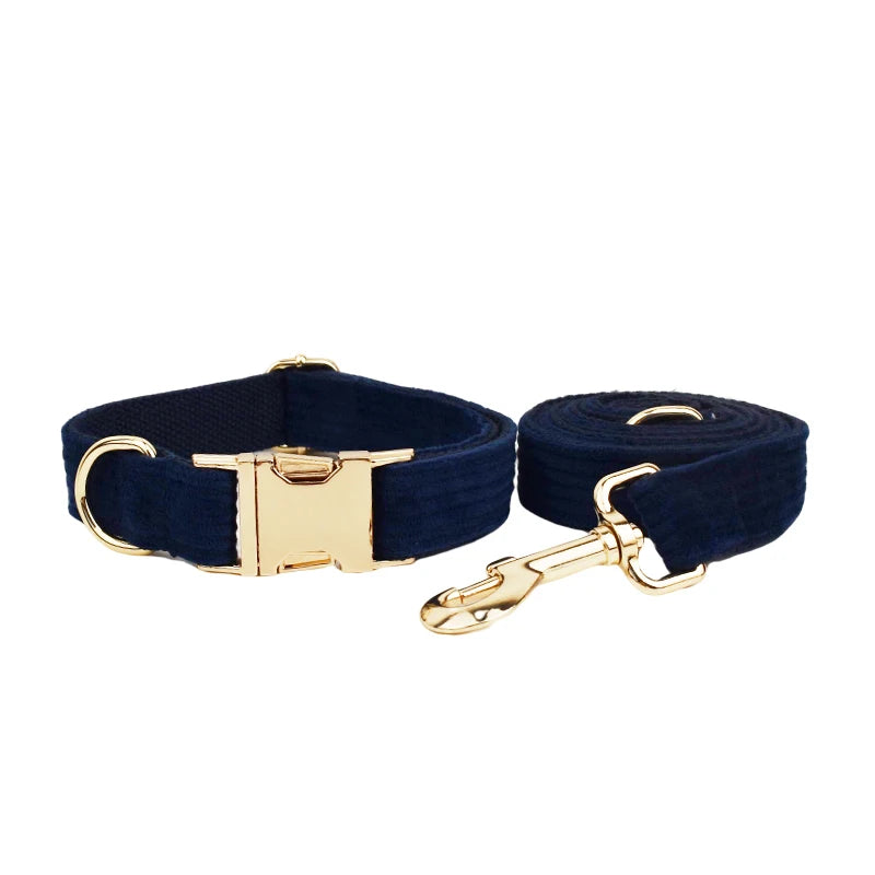 Oxford Blue Corduroy Collar & Leash