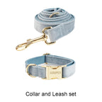 Nordic Blue Velvet Collar & Leash