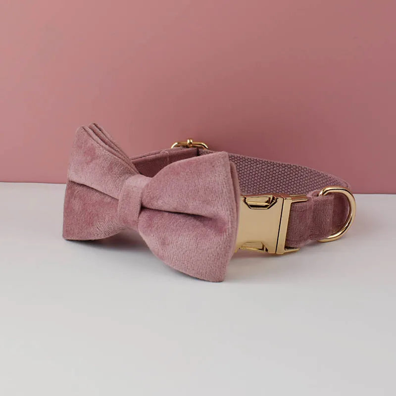 Mauve Velvet Collar & Leash