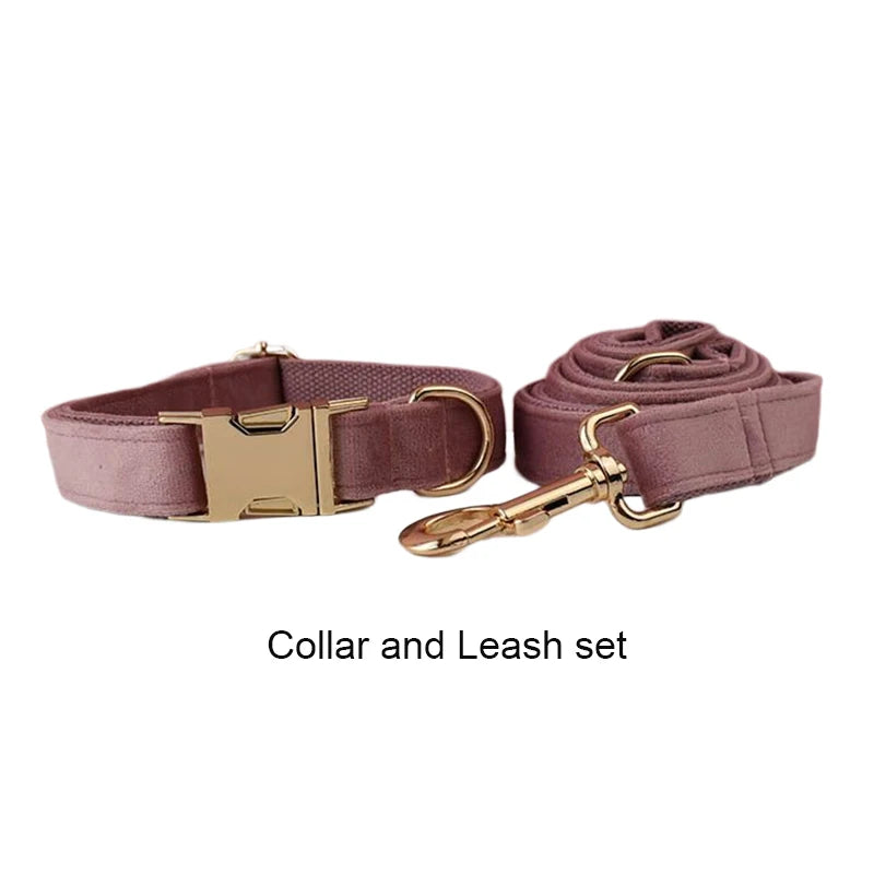 Mauve Velvet Collar & Leash