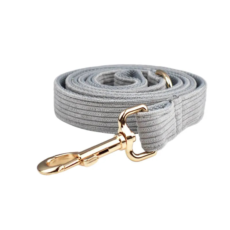 Light Grey Corduroy Collar & Leash