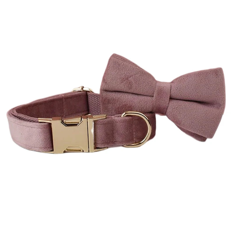Mauve Velvet Collar & Leash