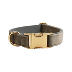 Grey Velvet Collar & Leash